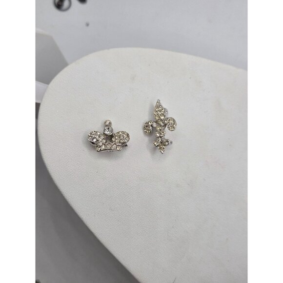 Crown & Fleur-De-Lis Rhinestone Brooch Pins Set - Picture 2 of 2